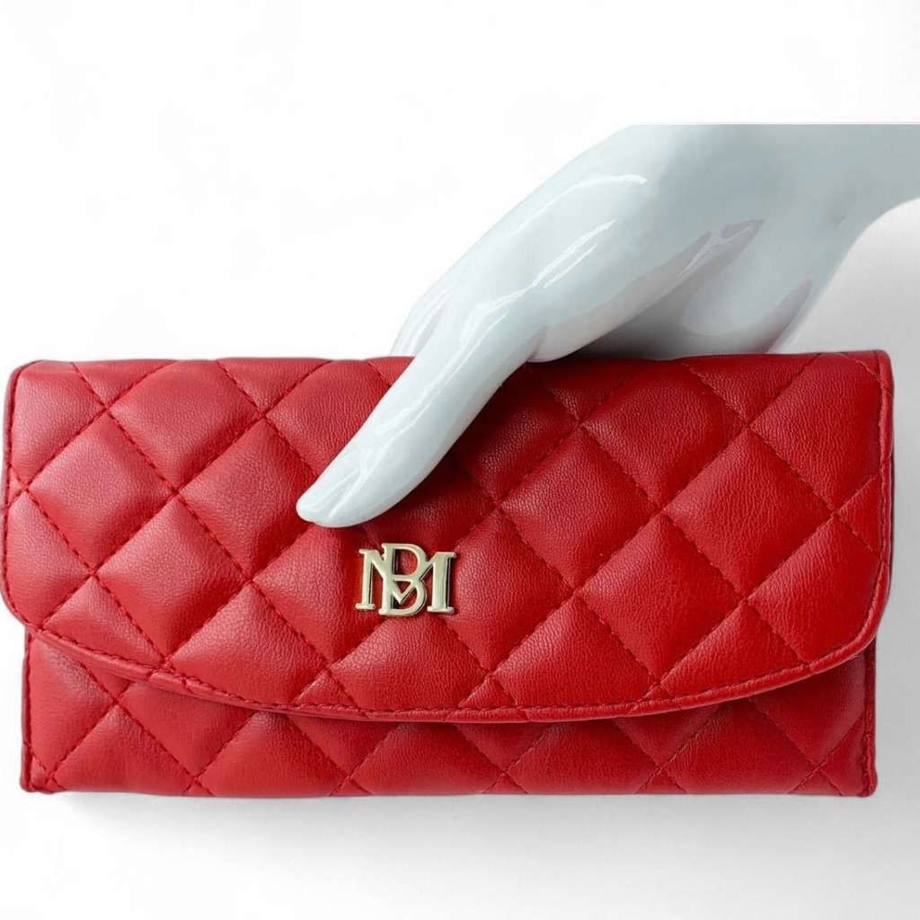 Badgley Mischka Red Quilted Card Holder